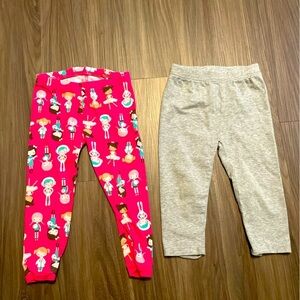 GAP Pink and Gray Leggings Set Comfortable Stretchy Bottoms size 2T